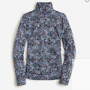 JCREW Ruched matte jersey turtleneck in Coventry floral XL